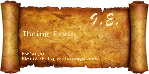 Ihring Ervin névjegykártya
